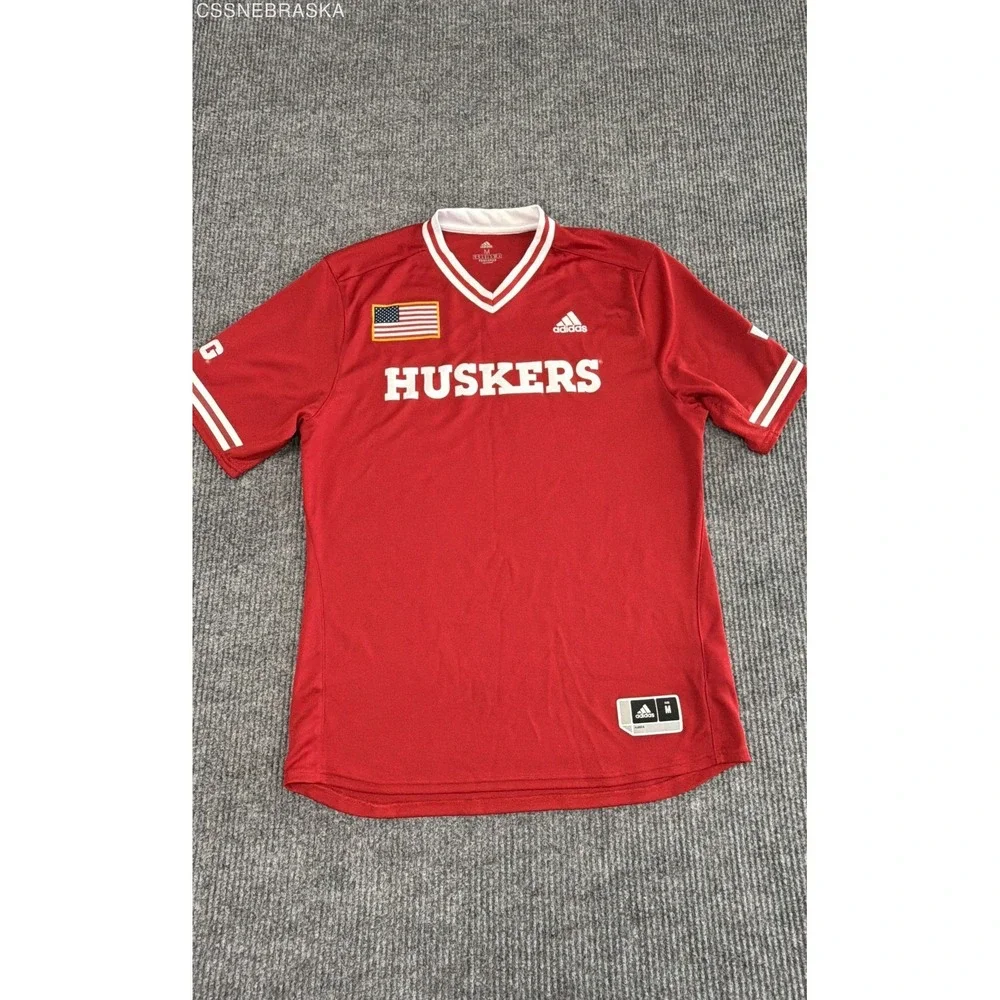 adidas Men's Nebraska Huskers Jersey Red NCAA Football Big 10 Primegreen Sz M